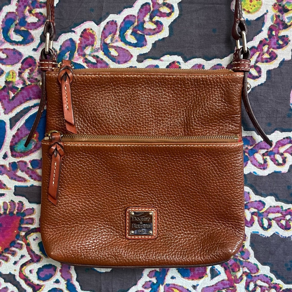 Dooney & Bourke Brown Pebble Grain Letter Carrier
